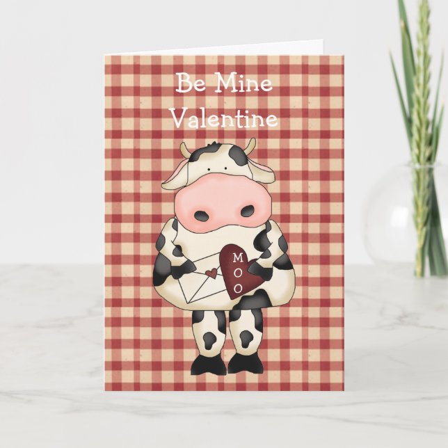 Land Roligt Moo Cow Valentine Day Card Helgkort (Framsida)