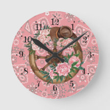 Land Rosa Flower Hat Wagon Wheel Clock