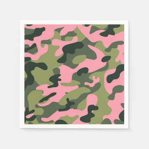 Land Rosa Grönt armén Camo Camouflage Birthday Pappersservett