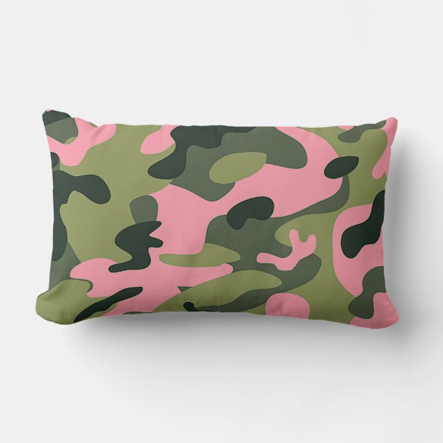Land Rosa Grönt armén Camo Camouflage Mönster Lumbarkudde (Framsida)