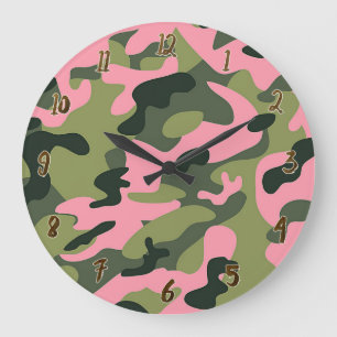 Land Rosa Grönt armén Camo Camouflage Mönster Stor Klocka