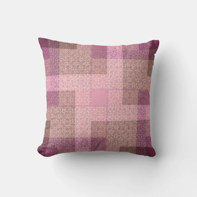 Land Rosa Patchwork Mönster Cushion / Pillow Kudde (Framsida)