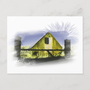 *~* Land Rustic Barn American Flagga AR19 Vykort