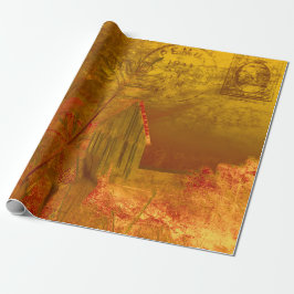 Land Rustic Barn Fall Orange Gult Vintage Presentpapper