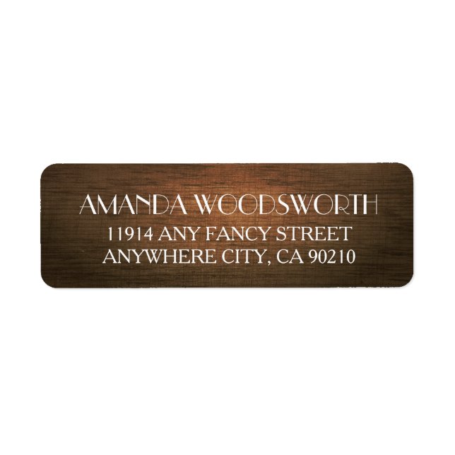 Land Rustic Barn Wood Bröllopsetiketter Returadress Etikett (Framsidan)