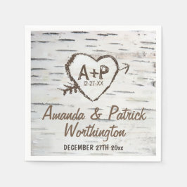 Land Rustic Birch Träd Bark Bröllop Napkins Pappersservett