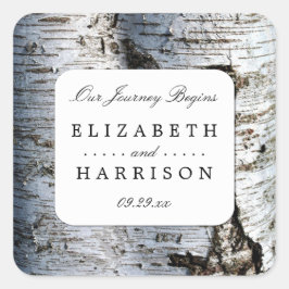 Land Rustic Birch Träd Bröllop Fyrkantigt Klistermärke