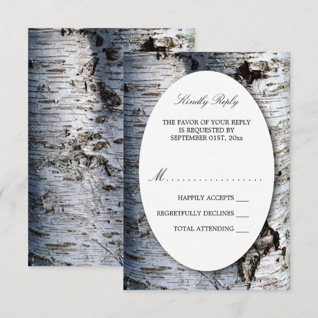 Land Rustic Birch Träd Bröllop OSA Kort (Fram/baksida)