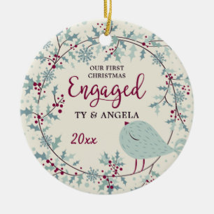 Land Rustic Bird 1:a jul Engagerad Anpassningsbar Julgransprydnad Keramik