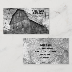 Land Rustic Black and White Barn Vintage Visitkort
