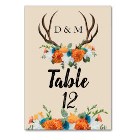 Land Rustic Blommigt Antlers Bordsnummer