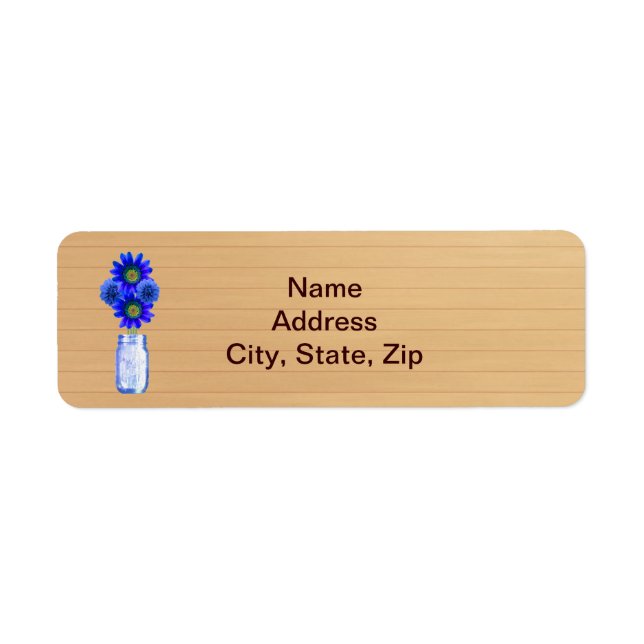 Land Rustic Blue Mason Burk Adressetiketter Returadress Etikett (Framsidan)