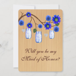 Land Rustic Blue Mason Burk Maid of honor Card Inbjudningar