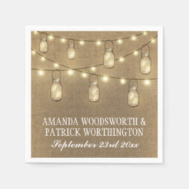 Land Rustic Burlap Mason Burk Bröllop Napkins Pappersservett