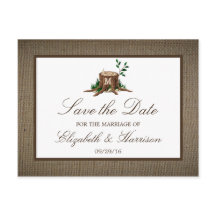 Land Rustic Burlap Monogram Träd sparar datumet
