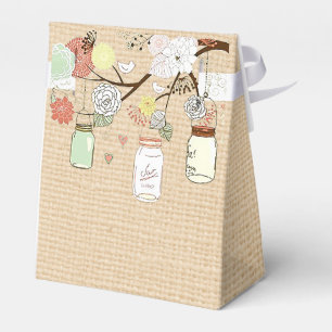 Land Rustic Burlap och Mason Burk Favorbox Presentaskar