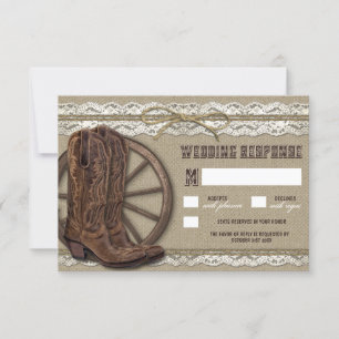 Land Rustic Burlap- och Snöre Bröllop OSA-kort OSA Kort