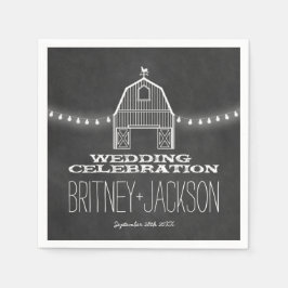 Land Rustic Chalkboard Barn Bröllop Napkins Pappersservett