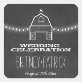 Land Rustic Chalkboard Barn Wedding Favors Fyrkantigt Klistermärke