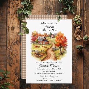 Land Rustic Cute Little Farmer Baby Shower Inbjudningar