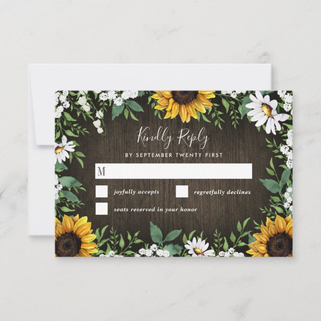 Land Rustic Daisy Bröllop OSA Cards Kort (Framsida)