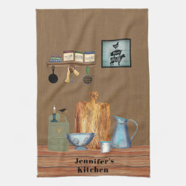 Land Rustic Farmhouse Kitchen Personlig Kökshandduk
