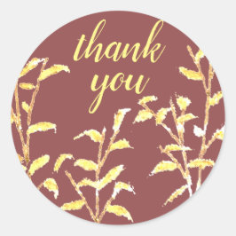 Land Rustic Golden Gult Botaniska Tack Runt Klistermärke