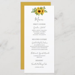 Land Rustic Guld Blommigt Solros Bröllop Meny