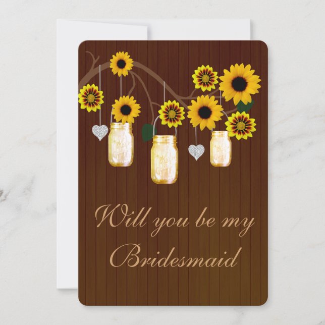 Land Rustic Gult Mason Burk Bridesmaid Card Inbjudningar (Framsida)