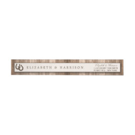 Land Rustic Horseshoe & Brown Wood Bröllop Etikettband