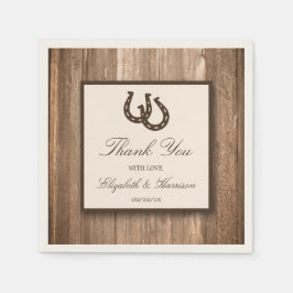 Land Rustic Horseshoe & Brown Wood Bröllop Pappersservett