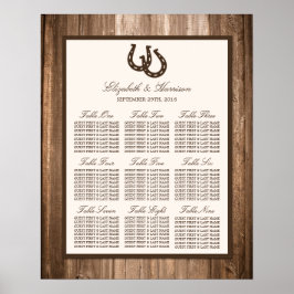 Land Rustic Horseshoe & Brown Wood Bröllop Poster