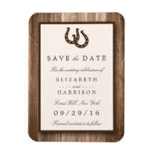 Land Rustic Horseshoe, Brown Wood Save Date