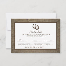 Land Rustic Horseshoe on Burlap Bröllop OSA Kort