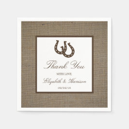 Land Rustic Horseshoe på Burlap Bröllop Pappersservett