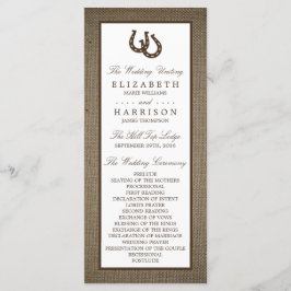 Land Rustic Horseshoe på Burlap Bröllop Program