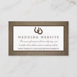 Land Rustic Horseshoe på Burlap Bröllop Tilläggskort