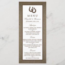 Land Rustic Horseshoe på menyn Burlap Bröllop Meny