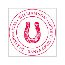 Land Rustic Horseshoe Round Returadress Självfärgande Stämpel