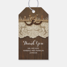 Land Rustic Horseshoes Snöre Wood Bröllop Presentetikett