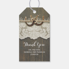Land Rustic Horseshoes Snöre Wood Bröllop Presentetikett