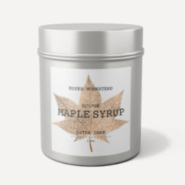 Land Rustic Kraft and Black Maple Syrup Label Fyrkantigt Klistermärke