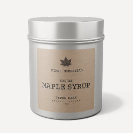 Land Rustic Kraft and Black Maple Syrup Label Fyrkantigt Klistermärke