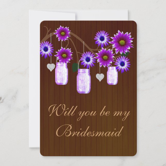 Land Rustic Lila Mason Burk Bridesmaid Card Inbjudningar (Framsida)