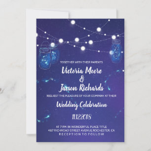 Land Rustic ljus mason burk fireflies Bröllop Inbjudningar