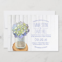 Land Rustic Mason Burk & Hydrangea Bröllop Inbjudningar