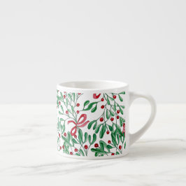 Land Rustic Mistletoe Watercolor Hand-målat Espressomugg