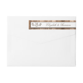 Land Rustic Monogram Gren & Wood Bröllop Etikettband