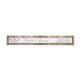 Land Rustic Monogram Gren & Wood Bröllop Etikettband
