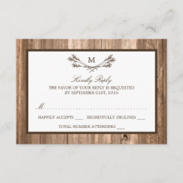 Land Rustic Monogram Gren & Wood Bröllop OSA Kort